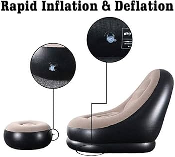 Inflatable Lounge Chair with Ottoman Blow Up Chaise Lounge Air Lazy Sofa Set for Indoor/Outdoor