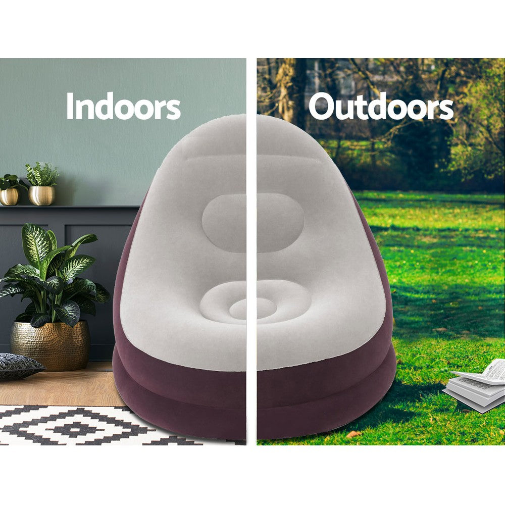 Inflatable Lounge Chair with Ottoman Blow Up Chaise Lounge Air Lazy Sofa Set for Indoor/Outdoor