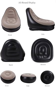 Inflatable Lounge Chair with Ottoman Blow Up Chaise Lounge Air Lazy Sofa Set for Indoor/Outdoor